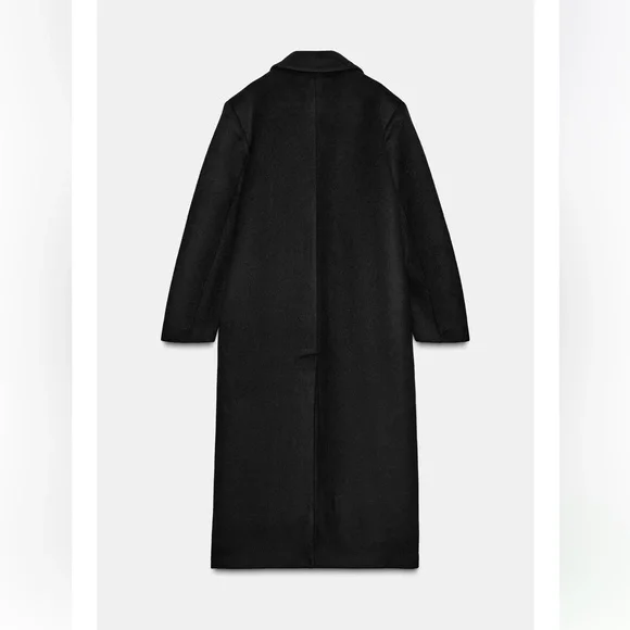 Zara Long wool blend Black Double-Breasted Coat - Picture 10 of 12